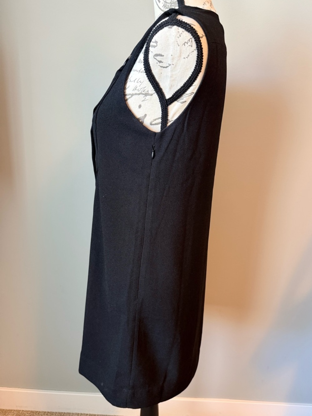 English Factory Black Grommet Lace Up Mini Shift Dress Sleeveless, small - Picture 3 of 6